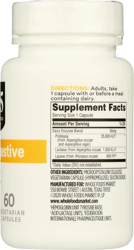 Vista 5 de 365 by Whole Foods Market, Enzimas digestivas lácteas, 60