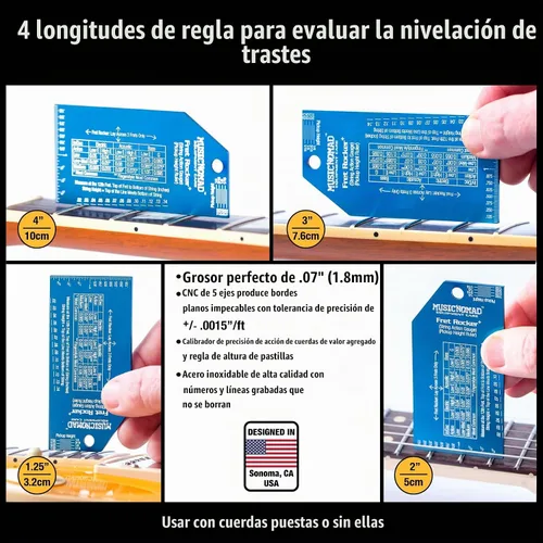 Vista 2 de MusicNomad - Kit de evaluación de trastes de precisión con balancín y medidor de trastes (MN870)