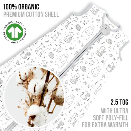 Vista 74 de Mama Cheetah Saco de dormir para bebé de 0.5 TOG, Manta portátil de algodón orgánico para bebé con cremallera bidireccional, Saco de dormir