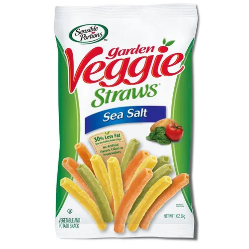 Vista 4 de Sensible Portions Garden Veggie Snack Straws - Paquete variado de chips con forma de pajitas, 30