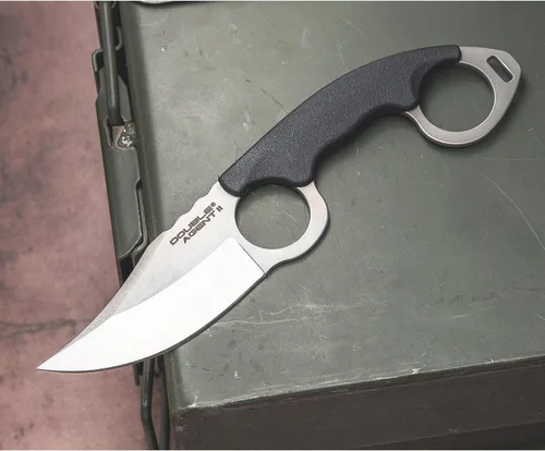 Vista 7 de COLD STEEL Double Agent II Plain Edge Durable Lightweight Japanese AUS8A Steel Clip Point Shape 3" Fixed Blade Tactical Outdoor Hunting Knife