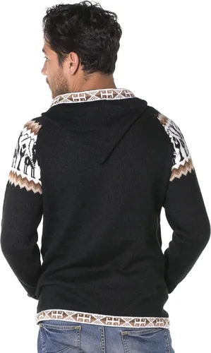 Vista 2 de Gamboa Alpaca Cardigan Sweaters for Men Hoodie Mens Jacket Light and Softness Wool Knitted Fall Winter Hooded Sweater
