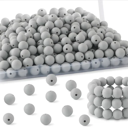 Vista 69 de 160Pcs 12mm de abalorios de silicona para hacer llaveros, pulseras, collares, abalorios redondos de silicona a granel para bolígrafos (negro)