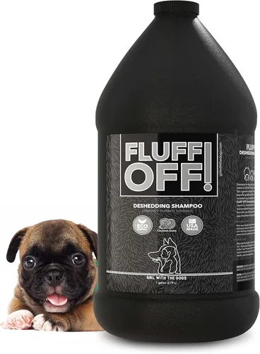 ¡Fluff Off! by Girl With The Dogs, Champú Natural Antishedding para Perros y Gatos, 1 Galón, Hecho en EE.UU., 8 Semanas+
