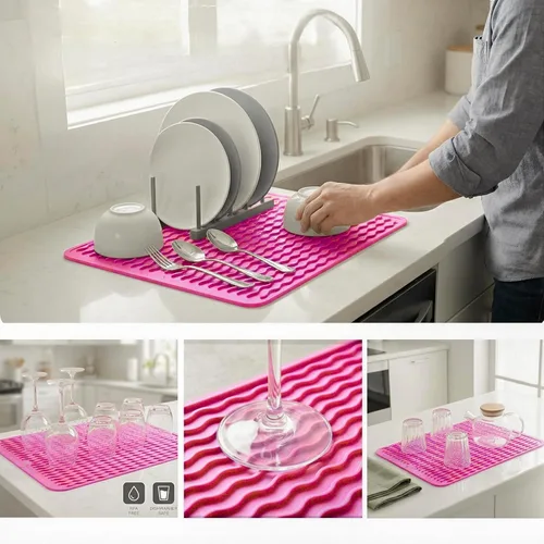Vista 174 de MicoYang Alfombrilla de Silicona para Secar Platos de Múltiples Usos, Fácil de Limpiar, Ecológica, Alfombrilla de Silicona Resistente al Calor