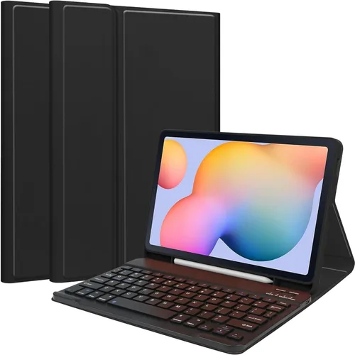Vista 13 de Teclado a color para Galaxy Tab S6 Lite de 10.4 pulgadas 2024/2022/2020 Funda de teclado Bluetooth desmontable extraíble con Bluetooth, color negro