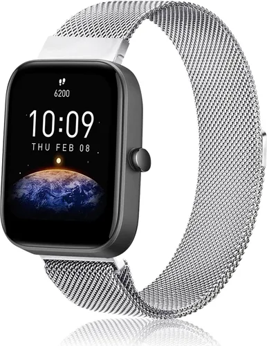 Vista 9 de Amzpas Bandas de metal para Amazfit Bip U Pro/Bip U/Bip 3 Pro/Bip 3/Bip S / Bip S Lite/Bip Lite, correa de repuesto ajustable de acero inoxidable