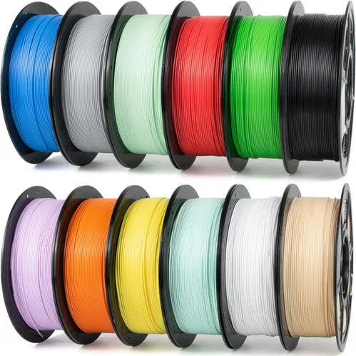 iSANMATE Filamento PLA rápido de 0.069 in, 26.5 lbs, paquete de filamento para impresora 3D, precisión dimensional ±0.0.079 in, negro, blanco, rojo,