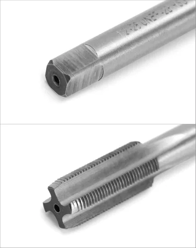 Vista 3 de QWORK 1/2 "-28 UNEF Juego de llaves y troqueles, HSS mano derecha, troquel redondo y grifo de enchufe para mecanizado de metales