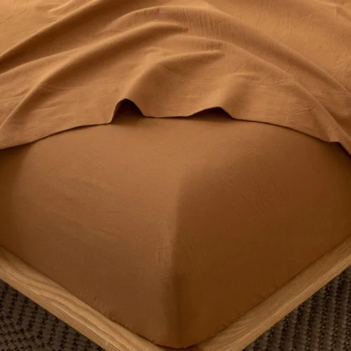 Vista 28 de MooMee Sábana bajera ajustable de solo 100% algodón lavado con textura parecida al lino, transpirable, duradera, suave, cómoda, bolsillo profundo