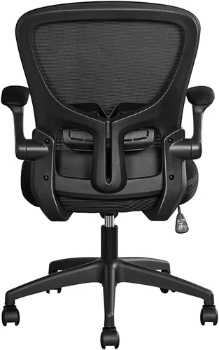 Vista 5 de Silla de oficina ajustable de respaldo medio con reposabrazos abatibles, sillas de escritorio ergonómicas ajustables para computadora, silla
