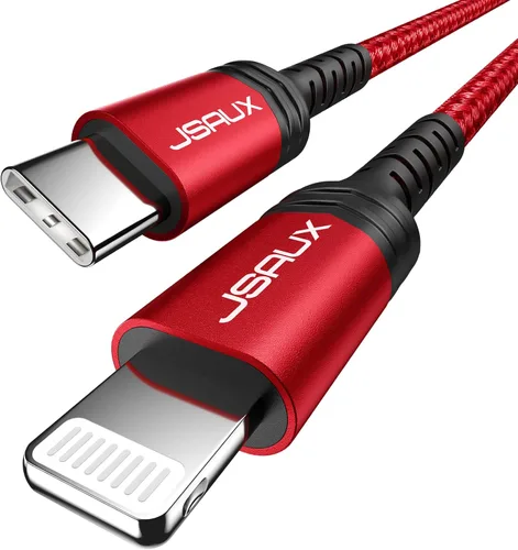 JSAUX Cable USB C a Lightning de 6 pies, [certificado Apple MFi] Cable de iPhone compatible con iPhone 14/14 Plus/14 Pro/14 Pro Max/13/13 Mini/13