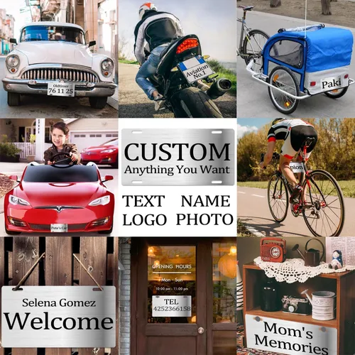 Vista 5 de Placa de matrícula personalizada, placa frontal personalizada con logotipo de texto de imagen, placa frontal personalizada para todos los camiones