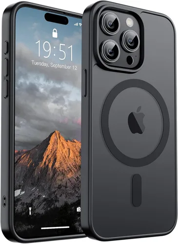 Vista 16 de SUPFINE - Funda magnética para iPhone 14 Pro Max (compatible con MagSafe), (protección contra caídas de grado militar de 10 pies), delgada, Negro