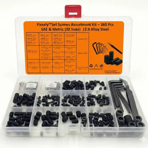 Vista 9 de Tornillos prisioneros de punta cónica, 48 piezas (M3, M4, M5, M6), cabeza hexagonal, tornillos prisioneros métricos de acero inoxidable 304, varios