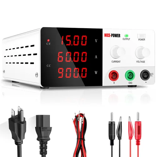 Vista 16 de NICE-POWER Fuente de alimentación de CC variable, 0-15V 0-60A 900W Fuente de alimentación de banco de alta potencia con perilla de codificador e