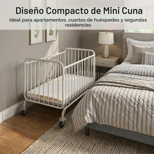 Vista 2 de L.A. Baby Deluxe Holiday Mini/Cuna plegable portátil de metal, color blanco