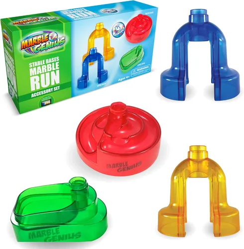 Marble Genius Bases estables, juego de 4 piezas de accesorios de carrera de canicas para niños a partir de 4 años, divertido kit de complemento para