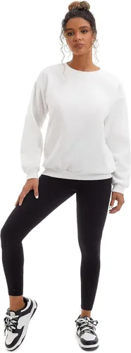 Vista 7 de Yknktstc Sudaderas de gran tamaño para mujer, de manga larga, ligeras, con cuello redondo, sin botones, casuales, cómodas, trajes de moda de otoño