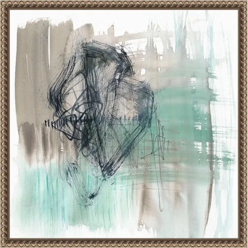 Amanti Art Framed Canvas Wall Art 16x16 Scribble Scrabble II by Jennifer Goldberger, Framed Wall Art Canvas, Abstract Artwork, Traditional Decor,