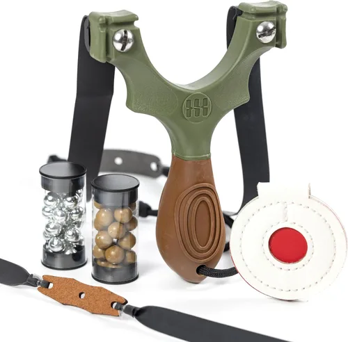 SimpleShot Scout XT Resortera con objetivo, municiones de arcilla y bandas para caza profesional y potente tiro al blanco