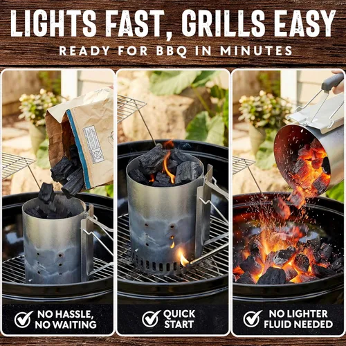 Vista 6 de Mr. Bar-B-Q - Carbón natural de madera dura de 8 libras. Carbón natural de primera calidad para asar, barbacoa, ahumar, Kamado y parrillas