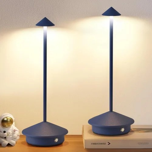 Vista 12 de Juego de 2 lámparas de mesa modernas inalámbricas, lámparas LED de escritorio portátiles, iluminación con batería recargable de 5000mAh