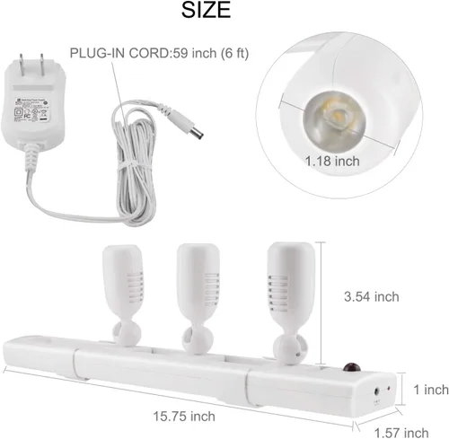 Vista 7 de BIGLIGHT - Luz de pista LED con acento regulable, con cabezales giratorios, foco enchufable con control remoto para iluminar el fregadero