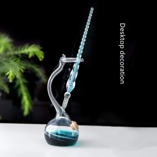 Vista 7 de Earlyred Juego de plumas para caligrafía, pluma de inmersión de vidrio hecha a mano, soporte para pluma de cristal, pluma fuente con goteo