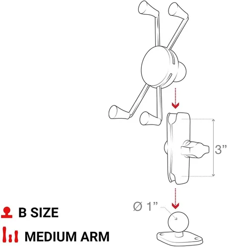 Vista 6 de RAM Mounts X-Grip - Soporte para teléfono grande con base de diamante RAM-B-102-UN10U con brazo mediano