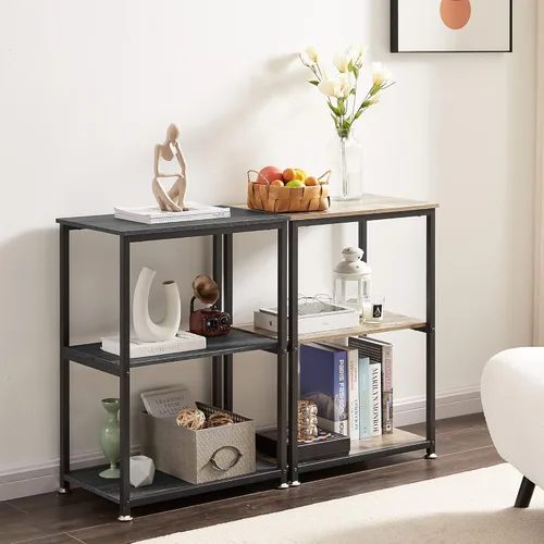 Vista 7 de VECELO Tall End Side Table,30" Height Nightstand with 3-Tier Storage Shelf for Living Room Bedroom Office Hallway Study