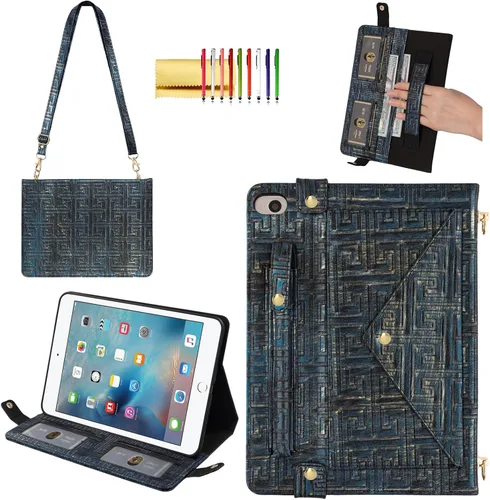 Vista 141 de Funda tipo bolso para iPad mini de 5ª/4ª/3ª/2ª/1ª generación de 7.9 pulgadas, Techcircle funda ligera tipo folio con soporte bandolera con billetera