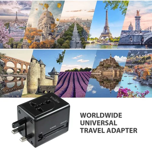 Vista 6 de Adaptador de viaje universal NemaTech Worldwide con cargador USB