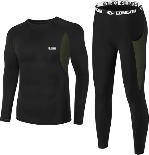 Conjunto de ropa interior térmica para hombre con forro polar para esquí, invierno, capa base cálida para clima frío