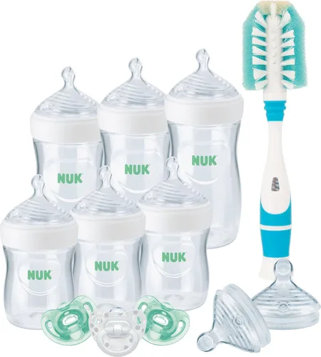 Vista 16 de NUK Simply Natural Set de regalo con botellas SafeTemp y anticólicas para alimentación natural, incluye 9 piezas