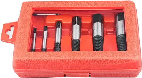 Vista 3 de Rongon Juego de 8 extractores de tornillos, kit de extractor de pernos pelados, de acero al carbono, para quitar fácilmente pernos rotos, tornillos
