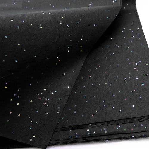 MR FIVE 30 hojas de papel de seda con purpurina de gran tamaño, 20 x 28 pulgadas, purpurina negra para bolsas de regalo, envoltura de regalo
