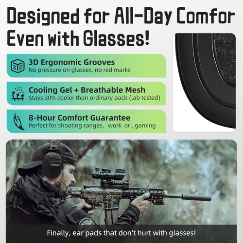 Vista 4 de PROHEAR GEP07 - Almohadillas de gel para las orejeras digitales FireMax y Recon de Walker, reducción de ruido mejorada, comodidad durante todo