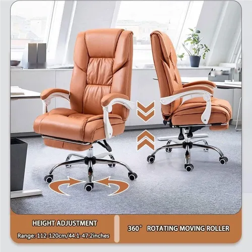 Vista 5 de Ergonomic Executive Leather Chairs with Footrest Lumbar Support Comfortable High Back Office Chair for Long Sitting Computer Home Bedroom Black