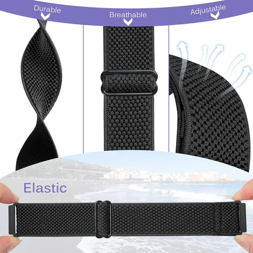 Vista 3 de Bandas elásticas compatibles con Fitbit Versa 2VersaVersa LiteVersa Edición Especial, bandas trenzadas de nailon ajustables de repuesto para mujeres