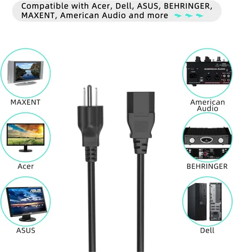 Vista 3 de Enchufe de cable de alimentación de CA con certificación UL de 6 pies/5.9 ft para reproductor de CD digital Rega Apollo-R Apollo