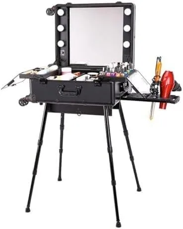 Vista 5 de Maletín De Maquillaje Con Ruedas, Caja De Luz, Estuche De Maquillaje Profesional Con Ruedas, Estuche De Herramientas De Maquillaje De Gran Capacidad
