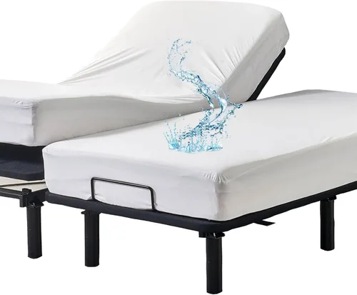 Vista 8 de Kingnex Protector de colchón tamaño individual, impermeable, suave, estilo sábana bajera con falda elástica