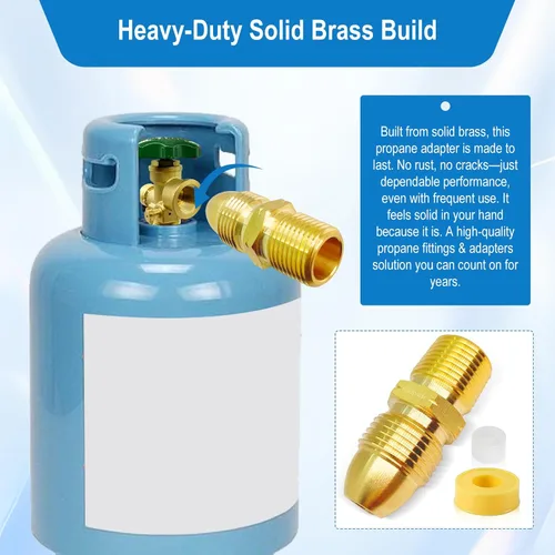 Vista 3 de Adaptador de propano de latón: adaptador macho POL a rosca macho de tubo de 1/2 pulgada, conector de tanque de manguera de propano, se adapta a