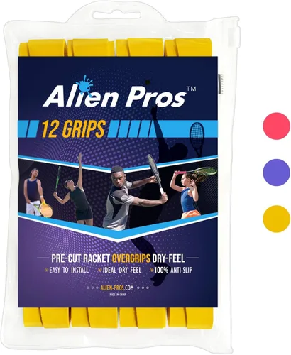 Vista 11 de Alien Pros - Cinta de agarre para raqueta de tenis (6, 12 o 60 agarres), agarre de tenis precortado y con sensación seca, cinta de agarre para blanco