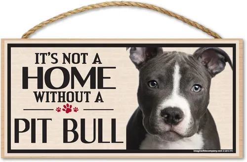Imagine This Letrero de madera para razas de perros Pit Bull