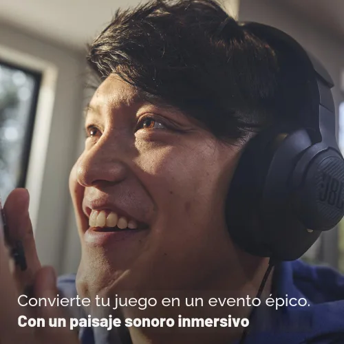 Vista 6 de JBL Quantum 100M2 - Auriculares con cable para juegos con micrófono omnidireccional, desmontable con opción de silencio y almohadillas de espuma