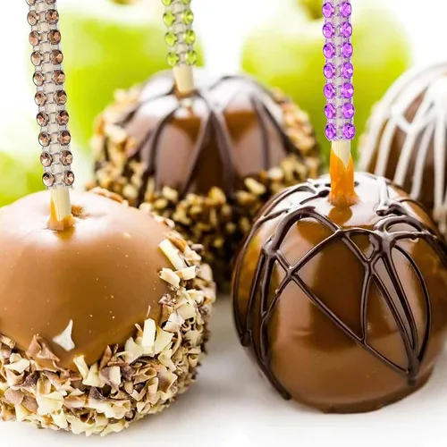 Vista 4 de Juego de 26+24 piezas de palitos para manzanas acarameladas, palitos para golosinas que incluyen 24 piezas de palitos de bambú para manzanas