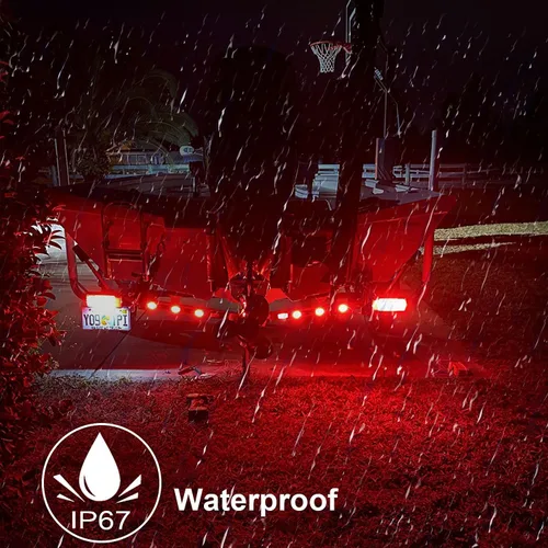 Vista 6 de Kit de luces LED sumergibles para remolque de barco de 12 V, luz LED rectangular de parada de freno y giro con luces de marcador ámbar reflejo