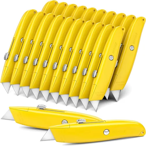 Vista 25 de DIYSELF Paquete de 2 cuchillos utilitarios, cortador retráctil, resistente (naranja)